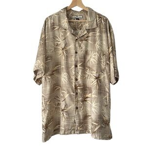 Tommy Bahama tan cream relax fit short sleeve silk shirt vacay cruise size XL